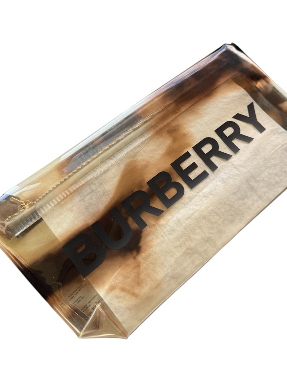 Burberry clear tortoise print clutch